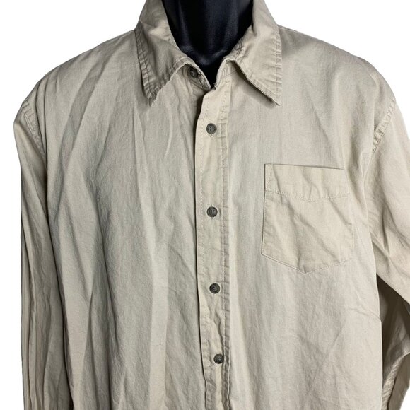 Wrangler Button Up Long Sleeve Shirt XL Tan Chest Pocket Micro Corduroy Collar - Picture 2 of 6